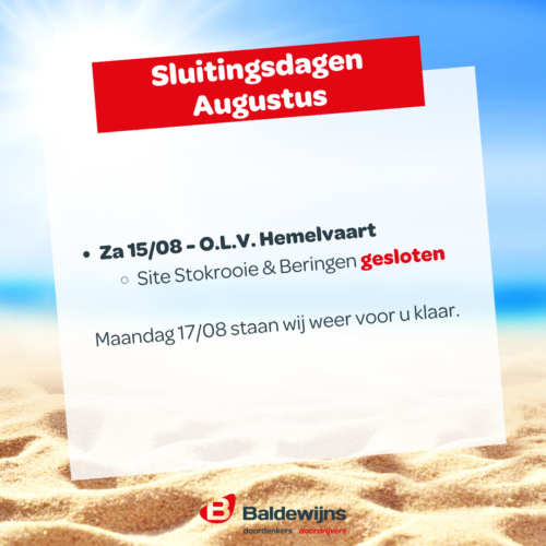 Sluitingsdagen Centrale Baldewijns